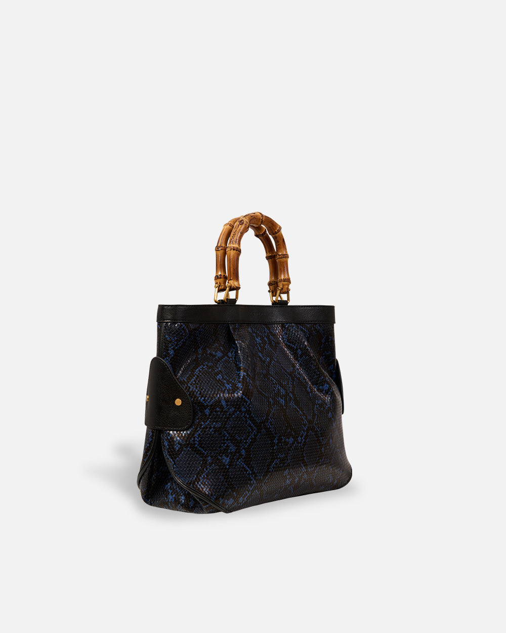 Medium Tote Snake Bag Navy