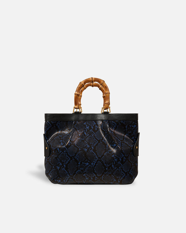 Medium Tote Snake Bag Navy