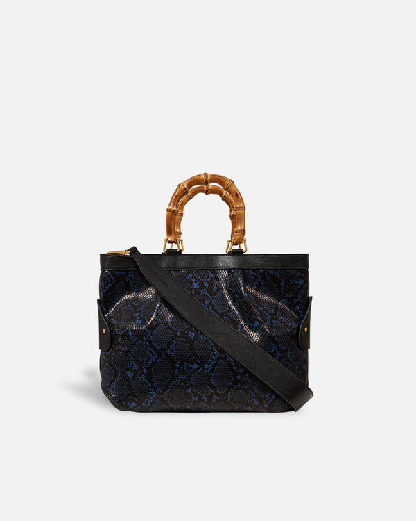 Medium Tote Snake Bag Navy