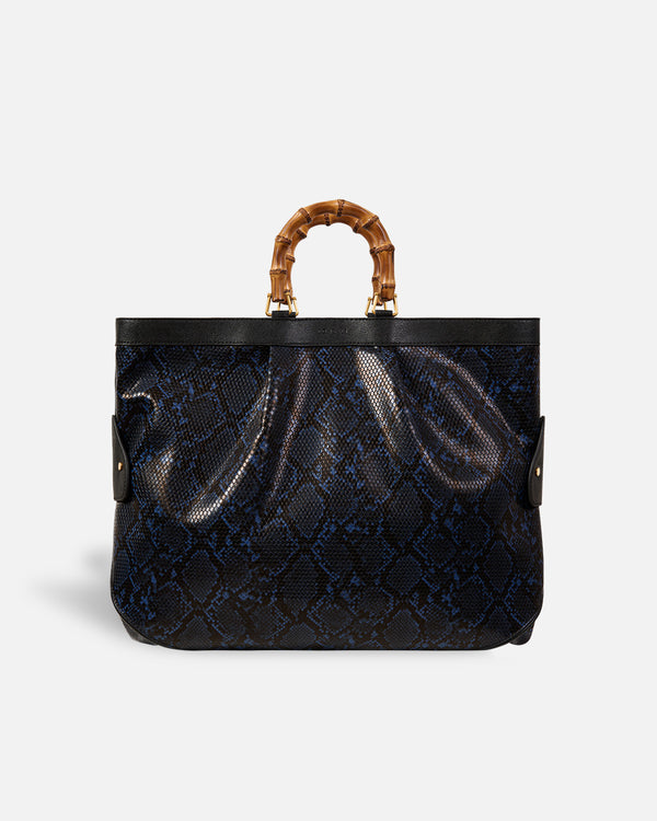 Large Tote Snake Bag Navy