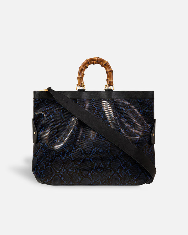 Large Tote Snake Bag Navy