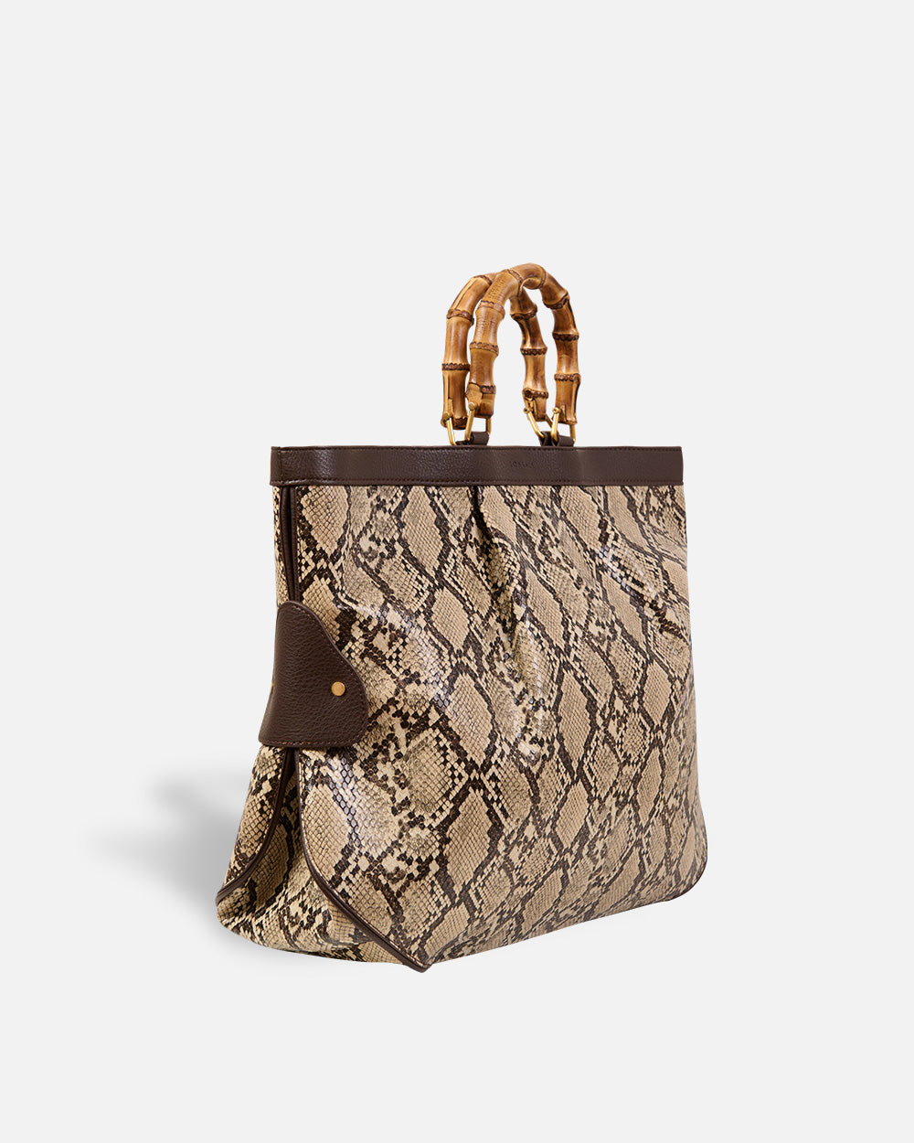 Large Tote Snake Beige Bag