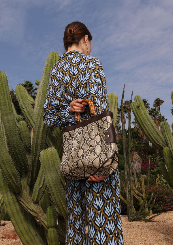Medium Tote Snake Beige