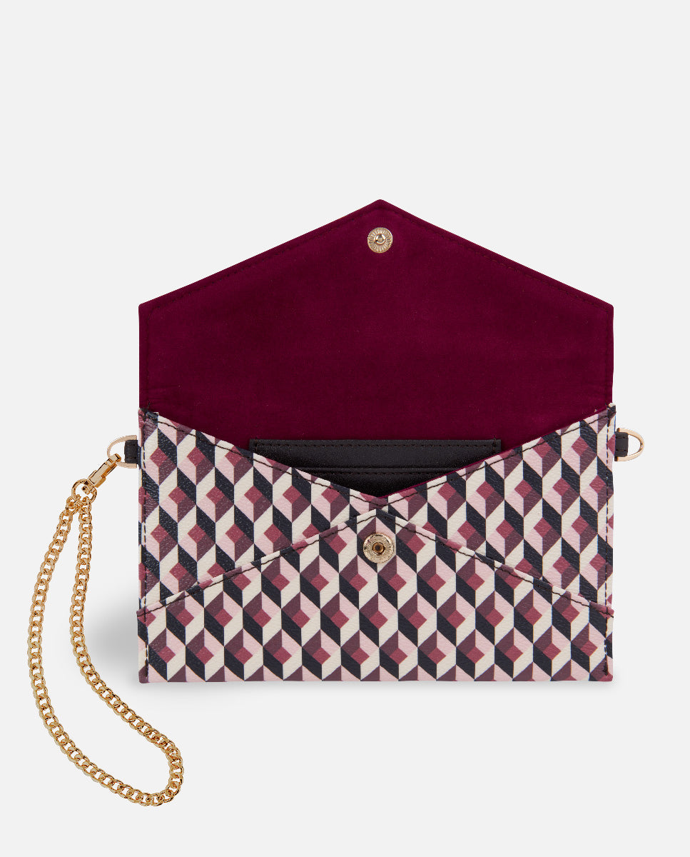purse xxl women's geometric print with gold chain