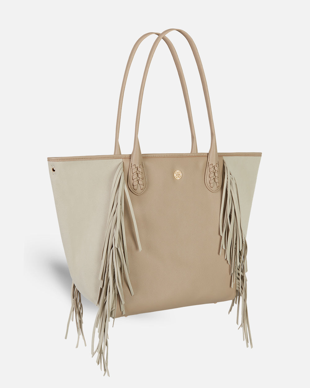 Beige shopper bag with bangs