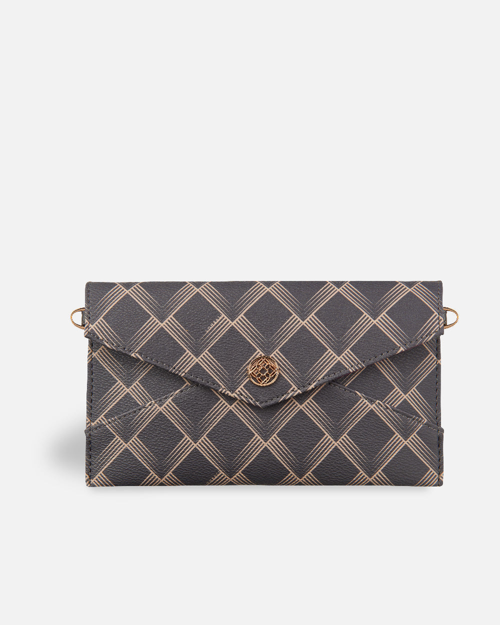 women's brown and black geometric print handbag XXL
