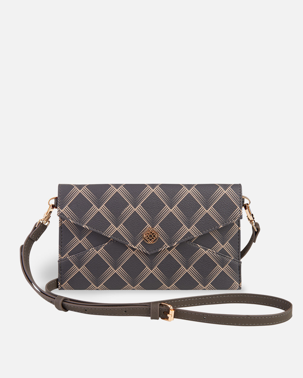 XXL brown and black geometric patterned handbag and shoulder bag for women