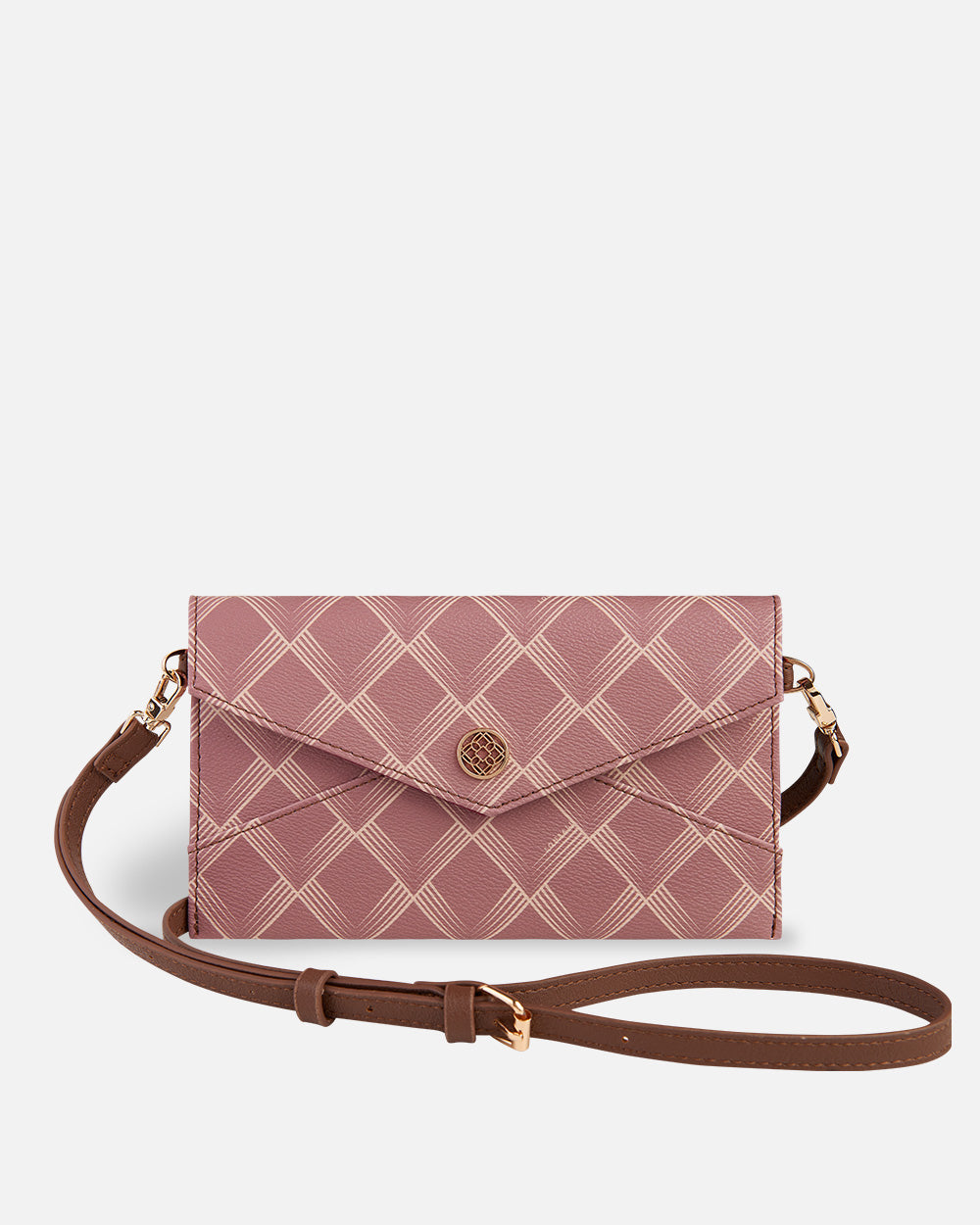 women's dark nude shoulder bag with button closure