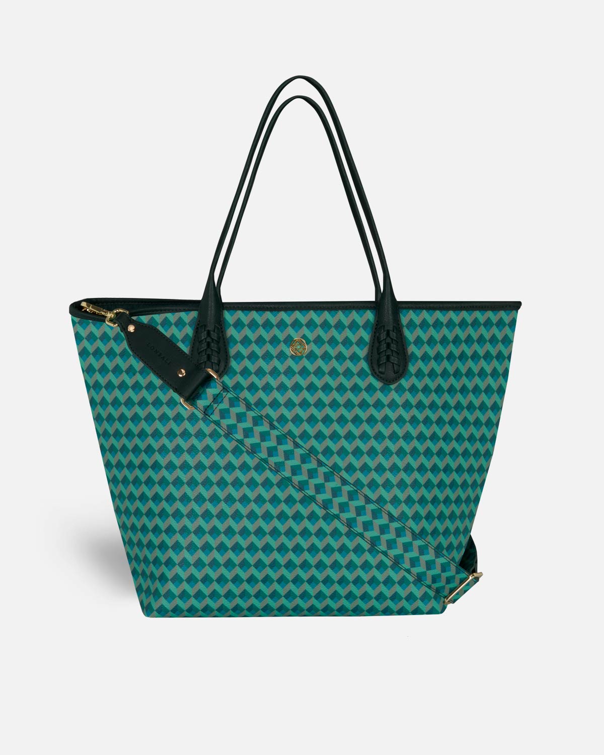 Green bag shopping with matching shoulder strap
