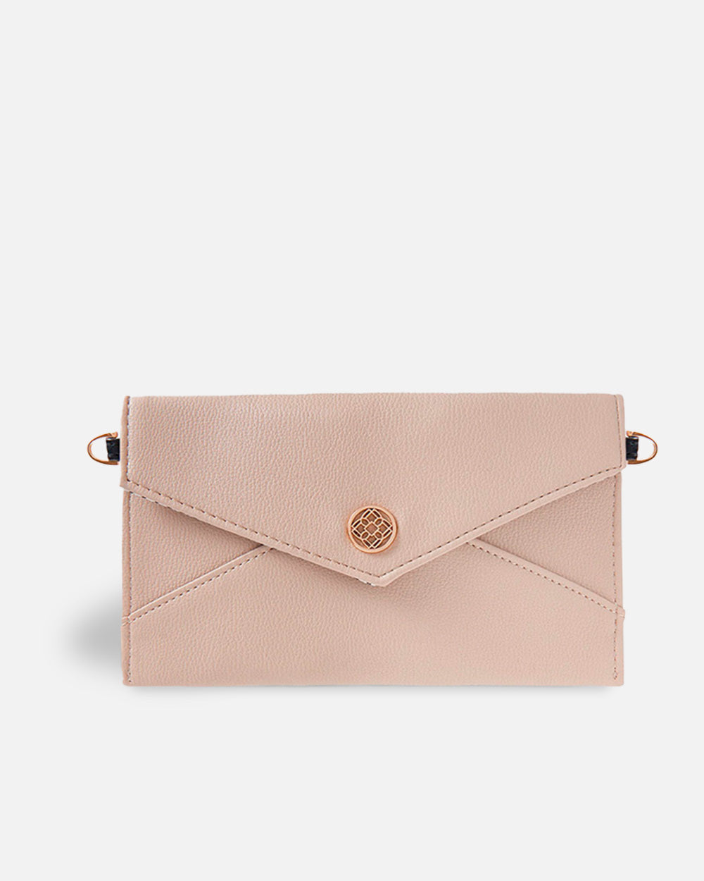 women's beige shoulder bag with button closure