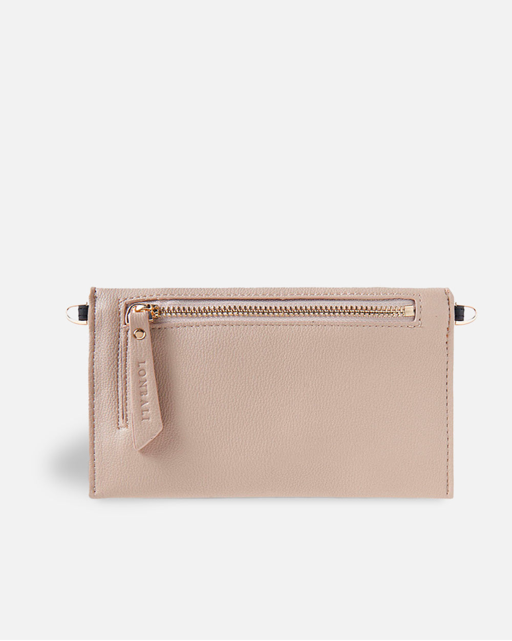 beige shoulder bag with button closure for woman with back closure