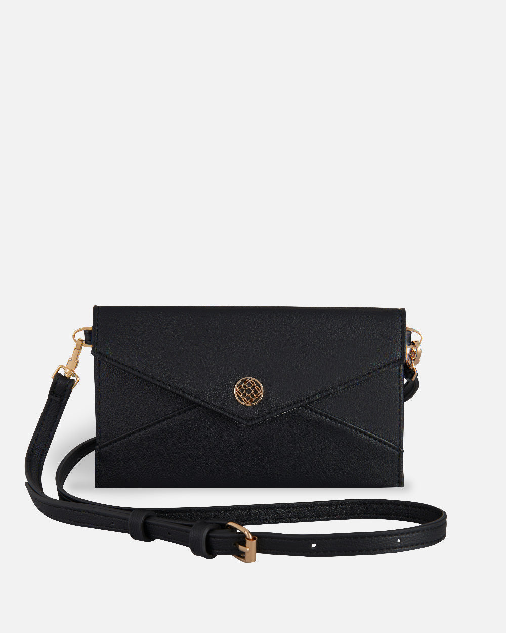 women's black shoulder bag recycled materials with gold details