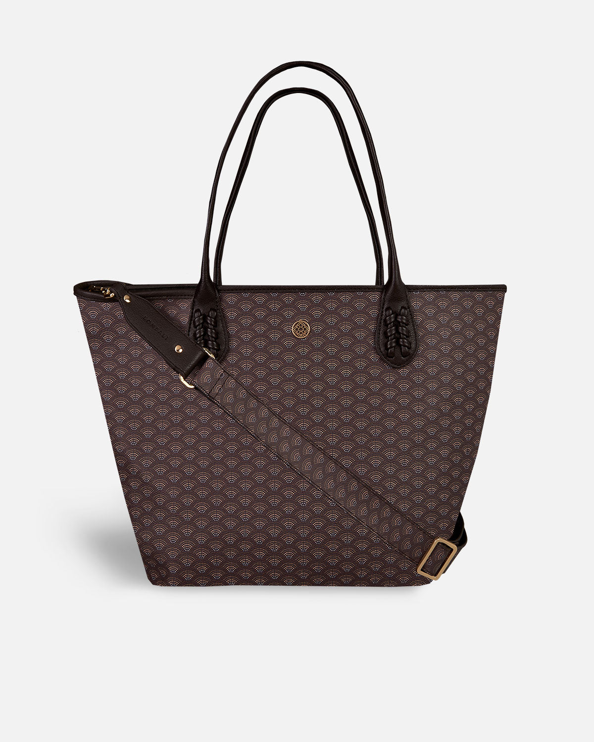 Brown shopper bag with matching shoulder strap