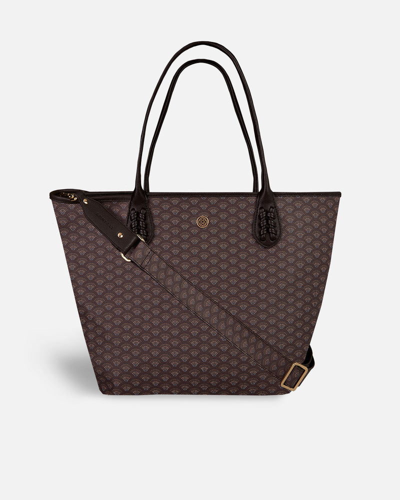 Bolso shopper marron con bandolera a juego