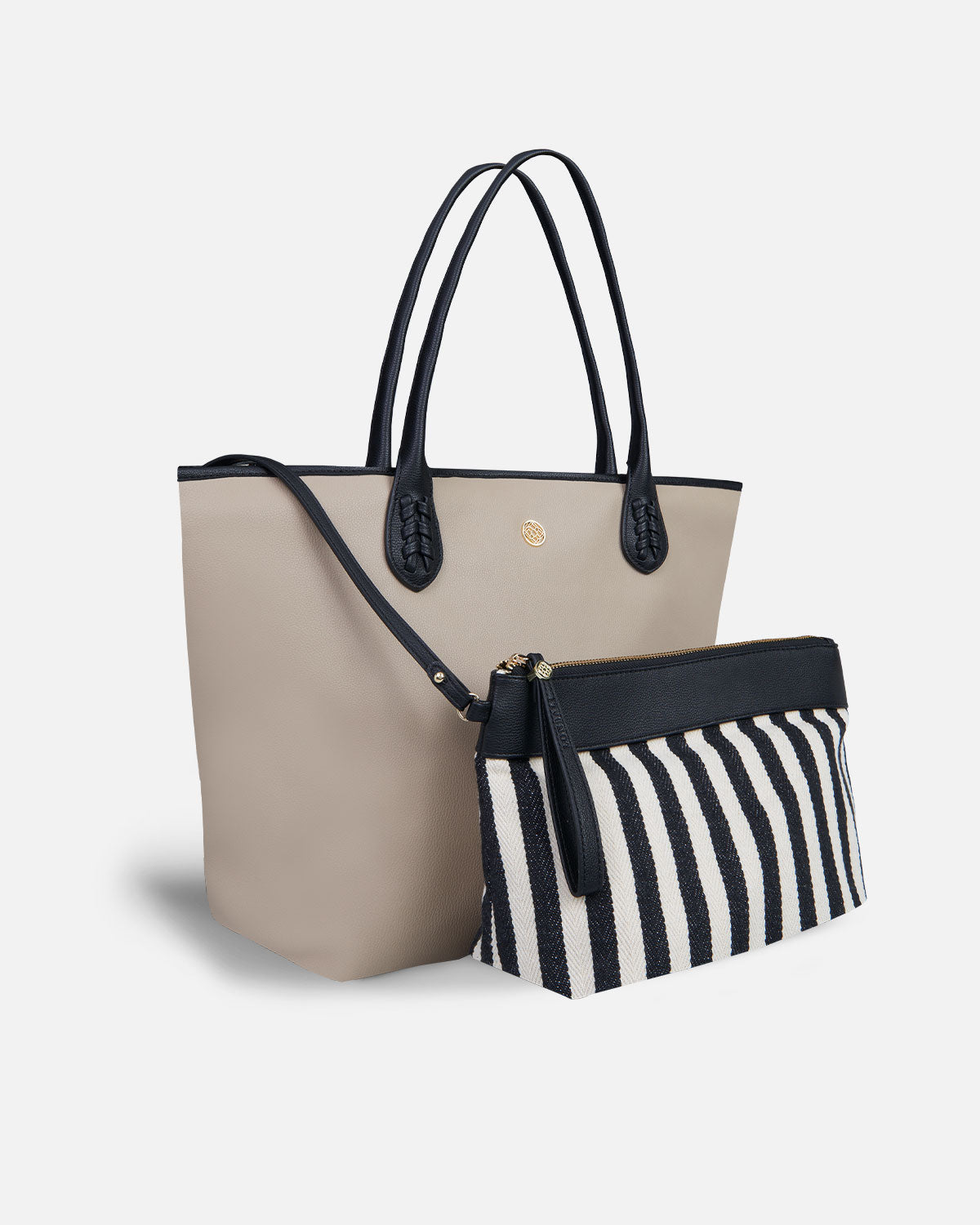 Handbag shopping in beige with matching women's toiletry bag