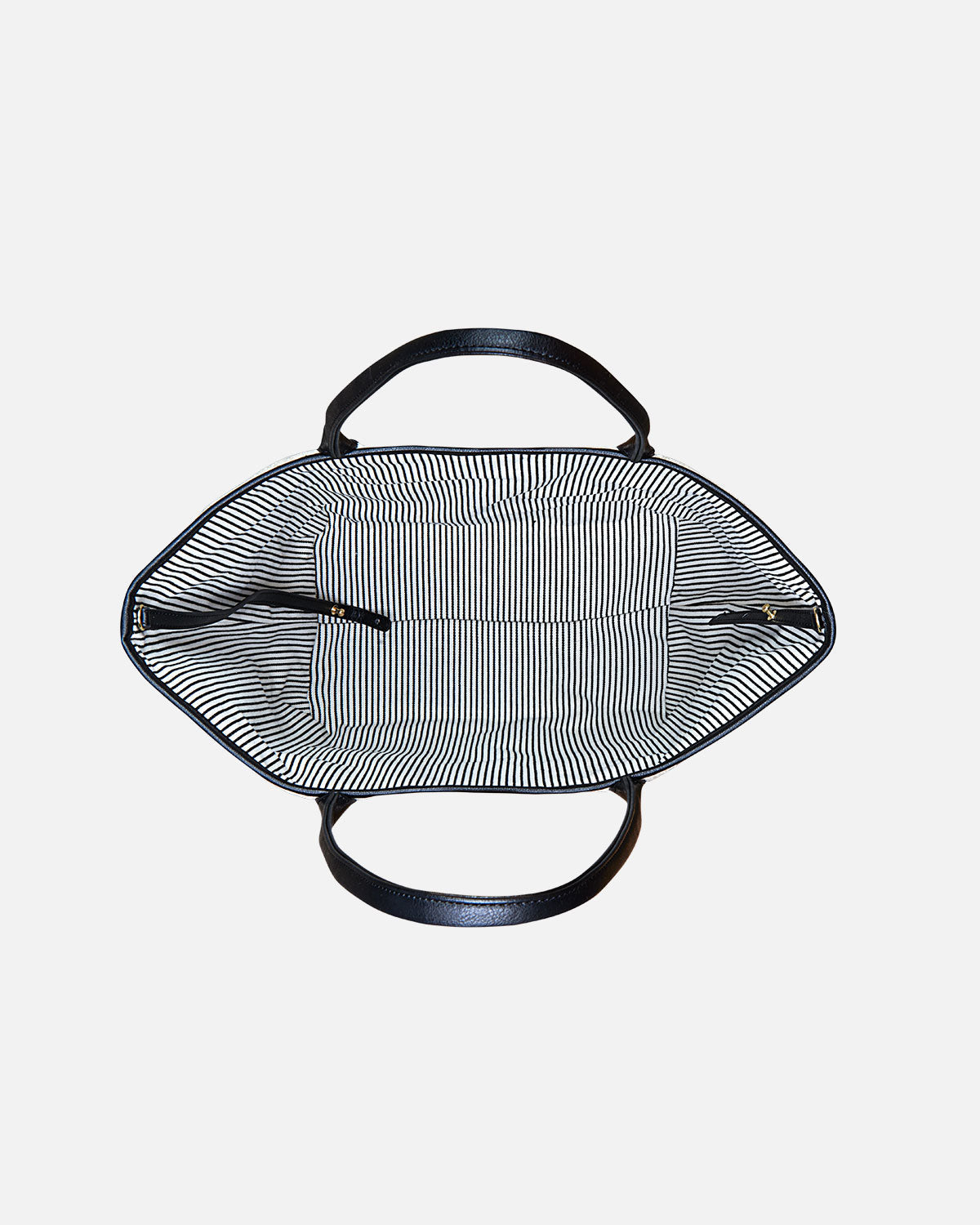 Shopper bag with striped interior
