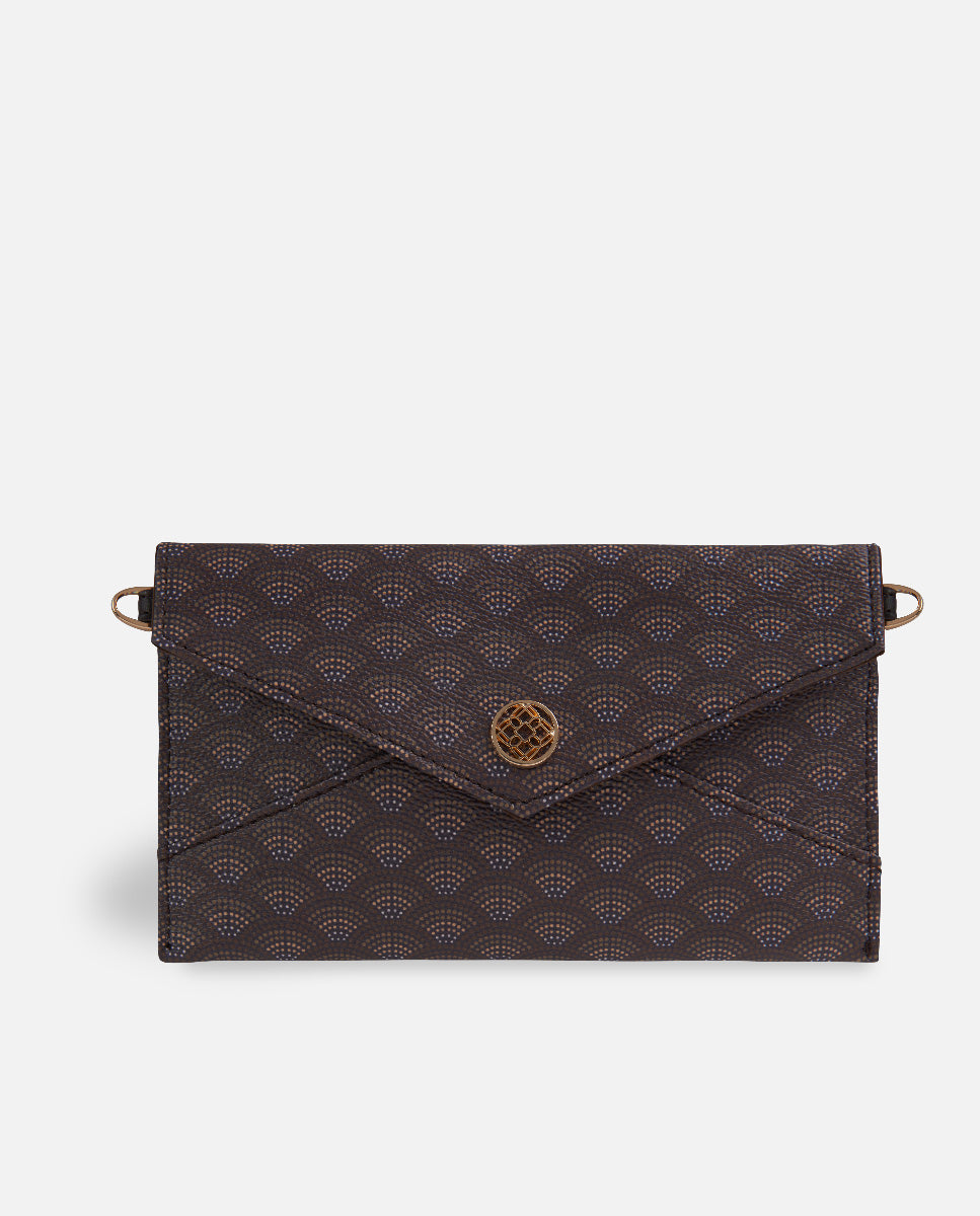 Brown printed wallet for women