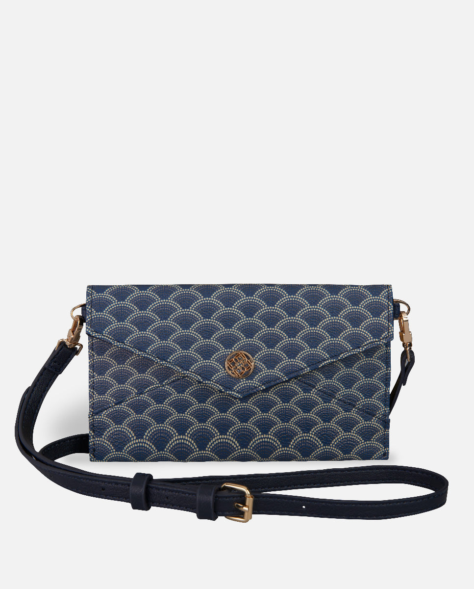 wallet XXL blue with shoulder strap for women