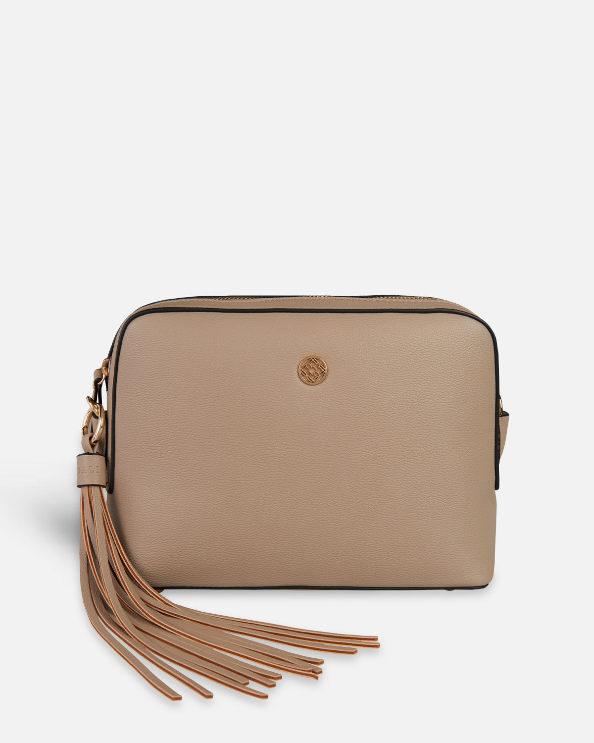 beige shoulder bag with bangs