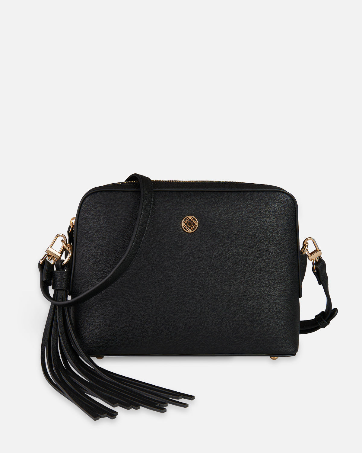 Black handbag with shoulder strap