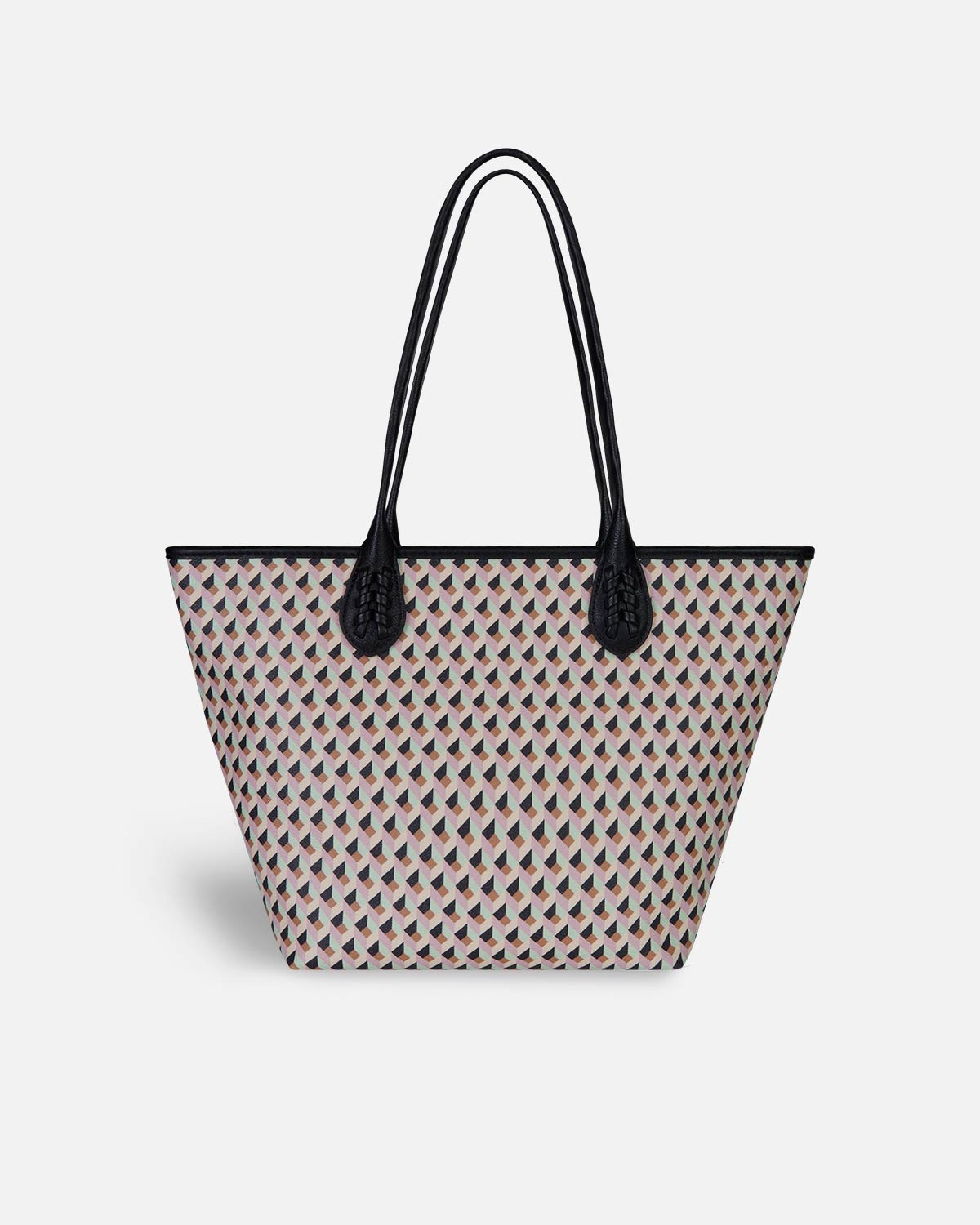 Light mini shopper bag with black handle