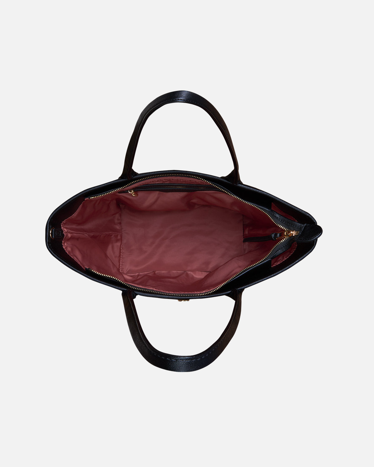 Fuchsia lining inside of mini shopper bag