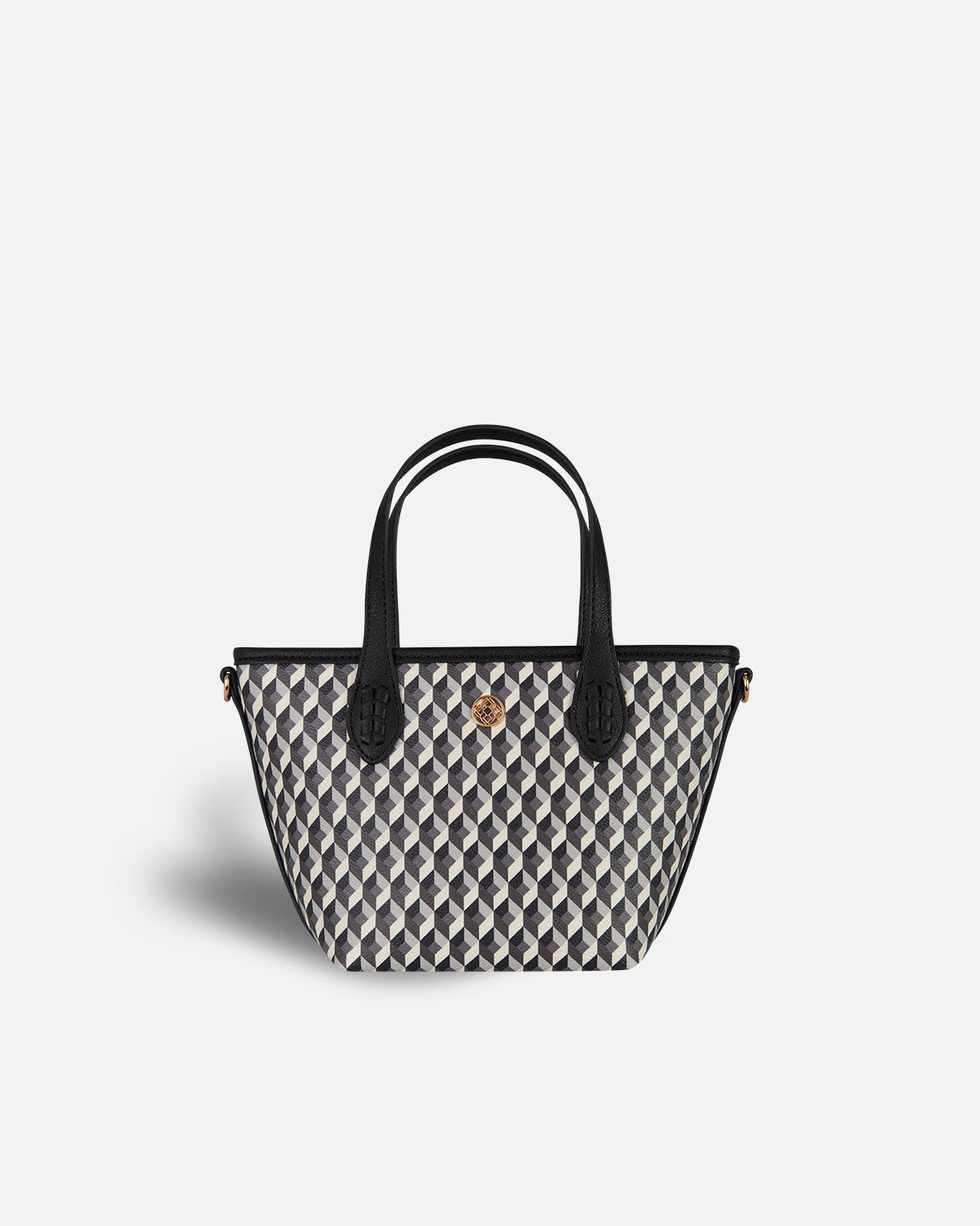 Geometric print mini shopper bag with handle
