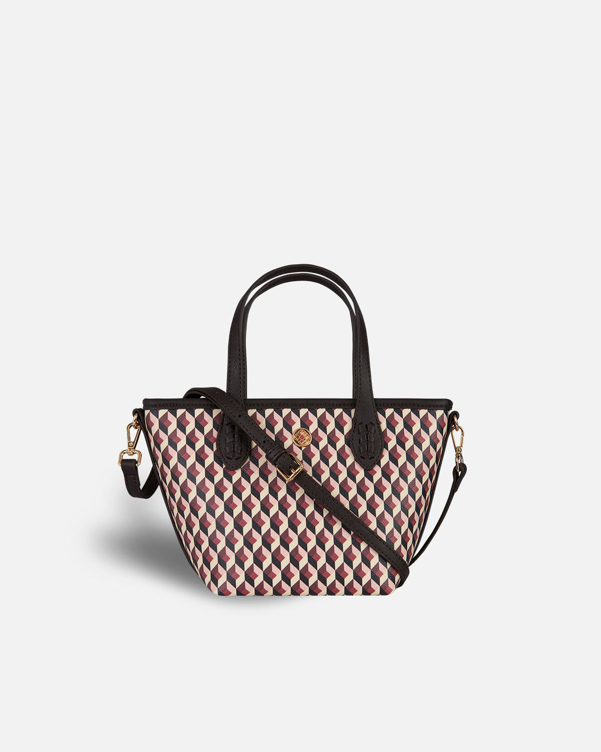 mini shopper bag with handle and shoulder strap
