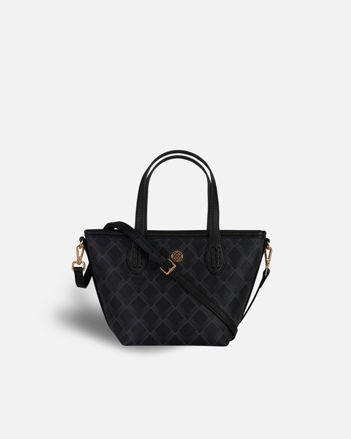 small shopper bag kensington black with gold handle and details